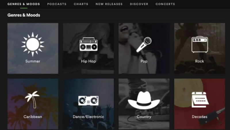 вікно додатку спотіфай